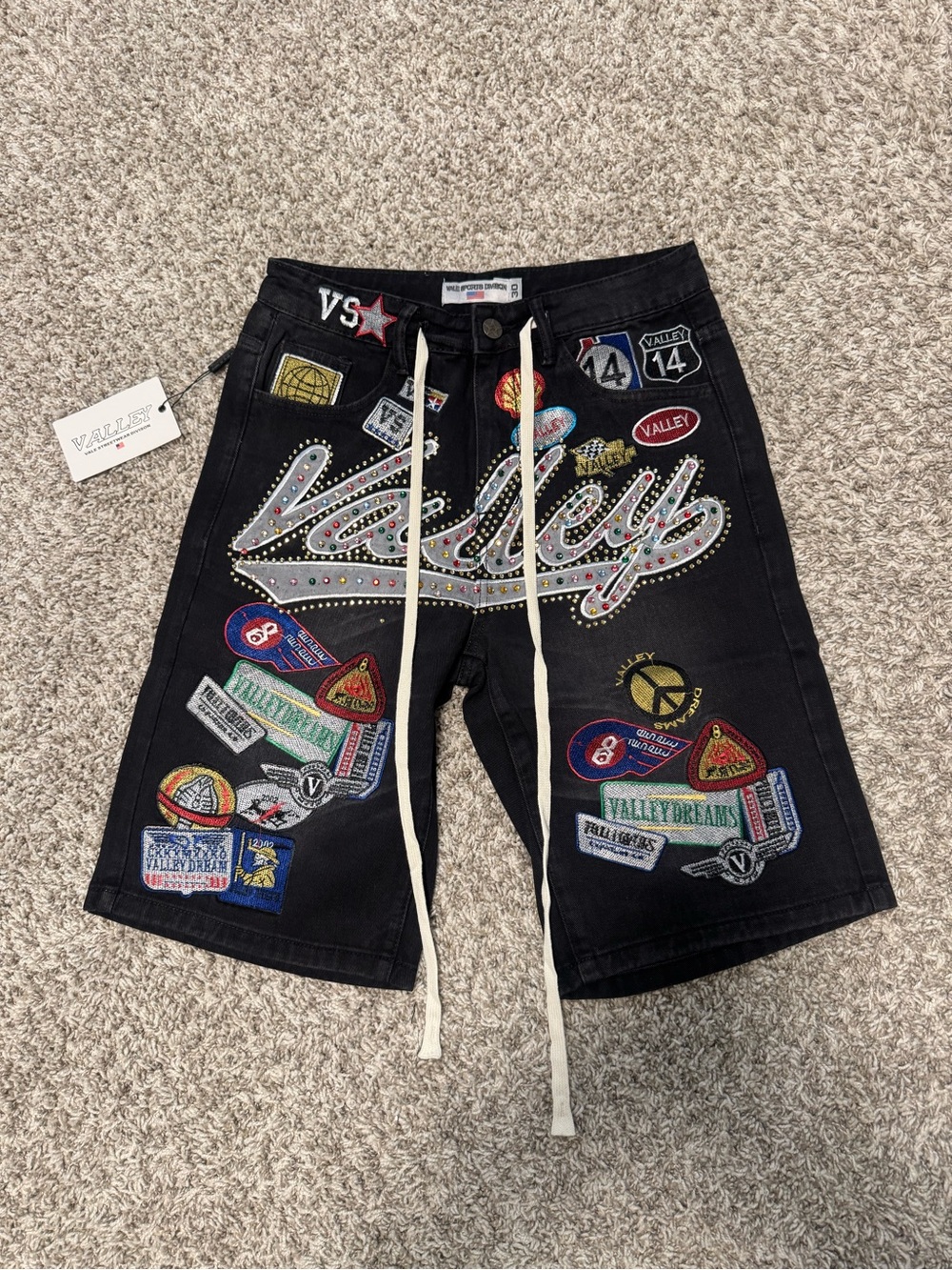 Vale Forever Valley Dreams Black Embellished Denim Shorts